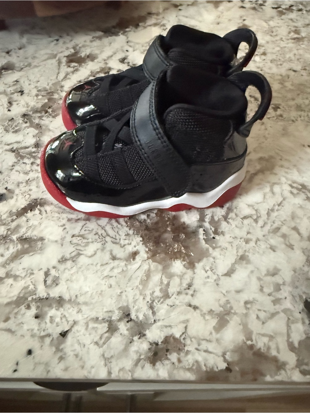 Jordan Kids Black and Red High-Top Sneakers with Strap - Picture 2 of 3